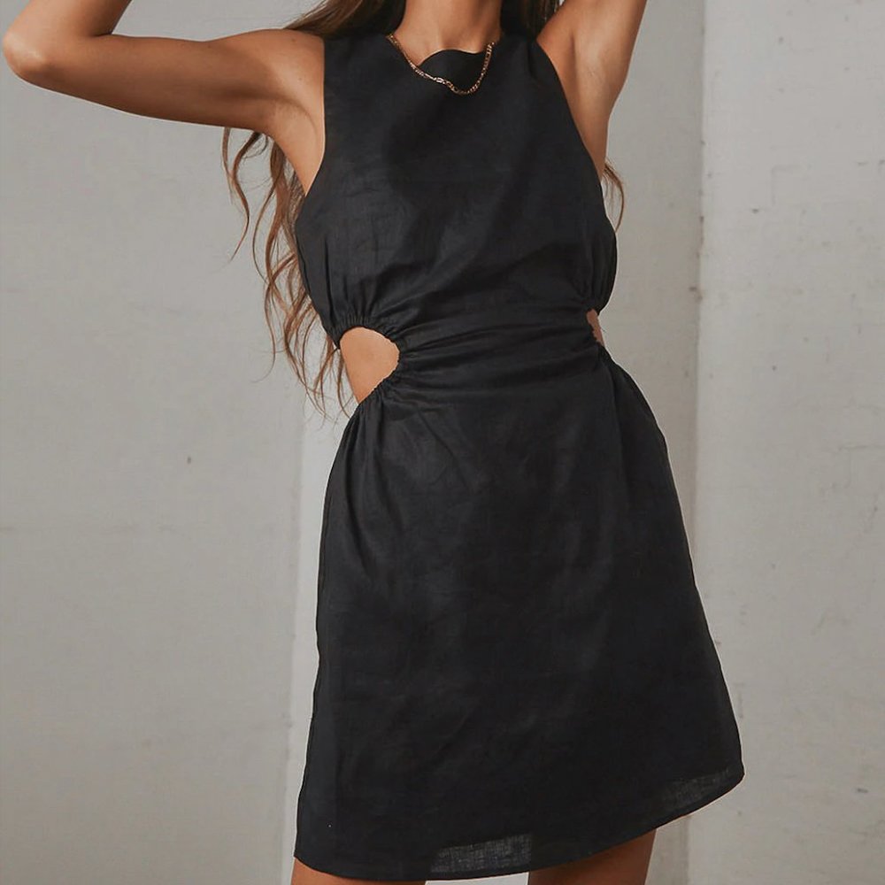 LIONESS STRAIGHT SHOOTER MINI DRESS BLACK XS